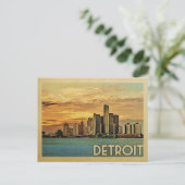 Detroit Briefkaart Michigan Vintage Travel (Staand voorkant)