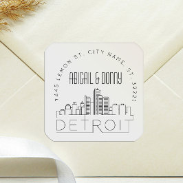 Detroit bruiloft | Afdichting van vooraf geadresse Vierkante Sticker