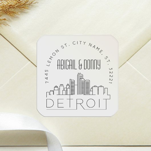 Detroit bruiloft | Afdichting van vooraf geadresse Vierkante Sticker