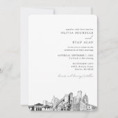 Detroit Bruiloft Custom Skyline Sketch Uitnodiging (Voorkant)