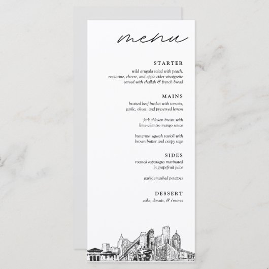 Detroit bruiloft diner menu (Voorkant / Achterkant)