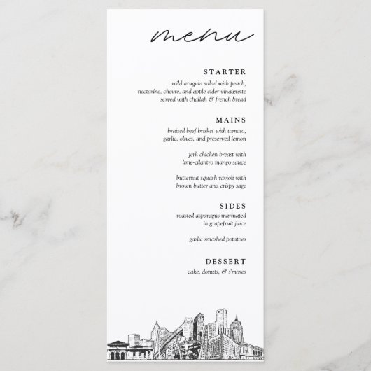 Detroit bruiloft diner menu (Voorkant)