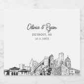 Detroit bruiloft gepersonaliseerde champagne label sparkling wijnetiket (Enkel label)