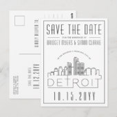Detroit bruiloft | Gestileerde skyline De datum op Briefkaart (Voorkant / Achterkant)