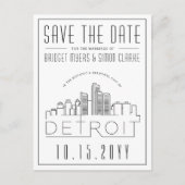 Detroit bruiloft | Gestileerde skyline De datum op Briefkaart (Voorkant)