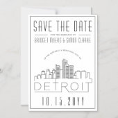Detroit bruiloft | Gestileerde skyline De datum op Magnetische Uitnodiging (Voorkant)