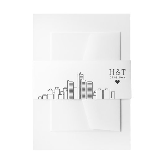 Detroit bruiloft | Gestileerde skyline monogram Uitnodigingen Wikkel (Voorkant Voorbeeld)