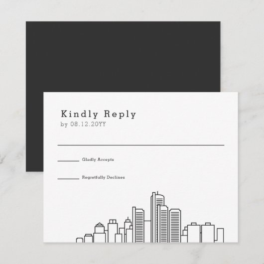 Detroit bruiloft | Gestileerde Skyline RSVP (Voorkant / Achterkant)