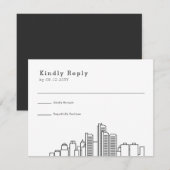 Detroit bruiloft | Gestileerde Skyline RSVP Kaartje (Voorkant / Achterkant)