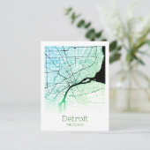 Detroit City Map Briefkaart (Staand voorkant)