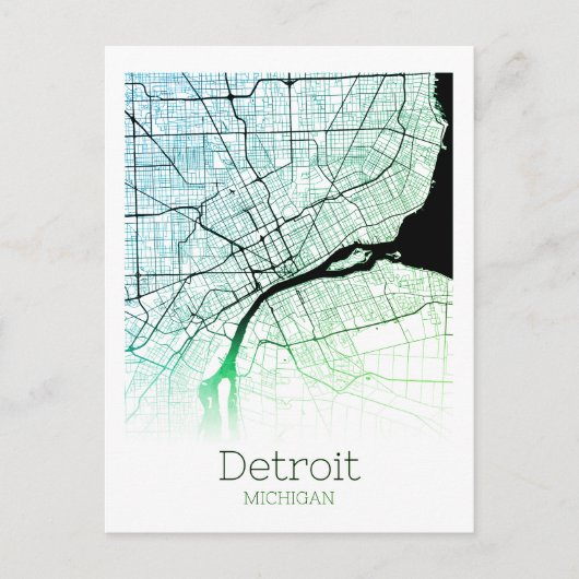 Detroit City Map Briefkaart (Voorkant)