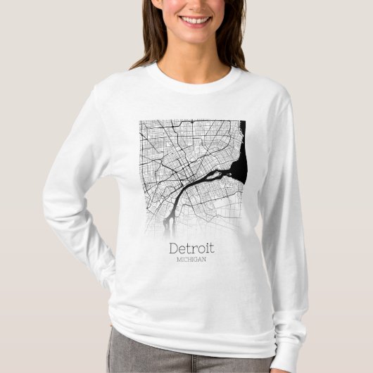Detroit City Map T-shirt (Voorkant)
