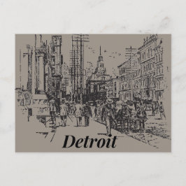 Detroit City Michigan USA, Briefkaart met ouderdom