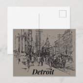Detroit City Michigan USA, Briefkaart met ouderdom (Voorkant / Achterkant)