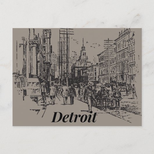 Detroit City Michigan USA, Briefkaart met ouderdom (Voorkant)