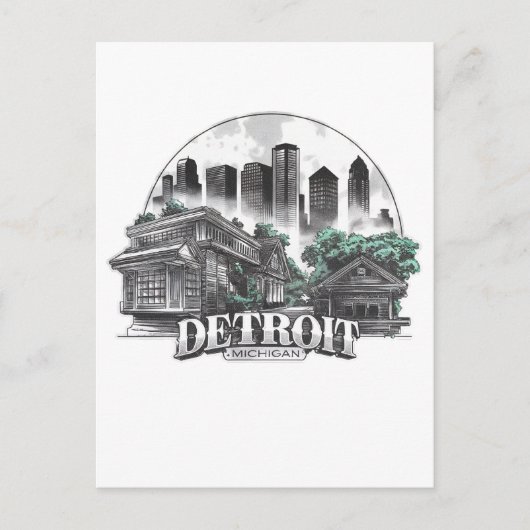 Detroit City Michigan Verenigde Staten Briefkaart (Voorkant)