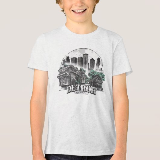 Detroit City Michigan Verenigde Staten Tri-Blend Shirt (Voorkant)