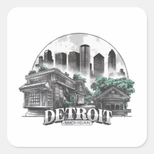 Detroit City Michigan Verenigde Staten Vierkante Sticker