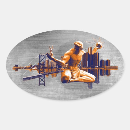 Detroit City Ovale Sticker (Voorkant)