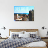 Detroit City Skyline Aerial River Uitzicht Canvas Afdruk (Insitu (Slaapkamer))