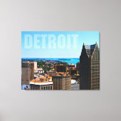 Detroit City Skyline Aerial River Uitzicht Canvas Afdruk (Voorkant)
