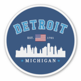 Detroit City Skyline Illustration – Motor City Sticker