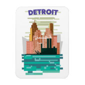 Detroit City skyline reisposter. Magneet (Verticaal)