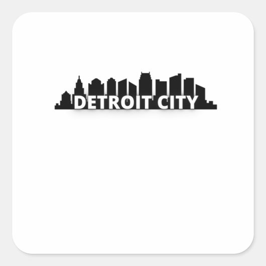 Detroit City Skyscraper Skyline Vierkante Sticker (Voorkant)