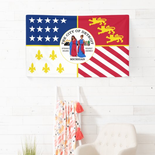 Detroit city vlag Verenigde Staten symbool Spandoek (Insitu)