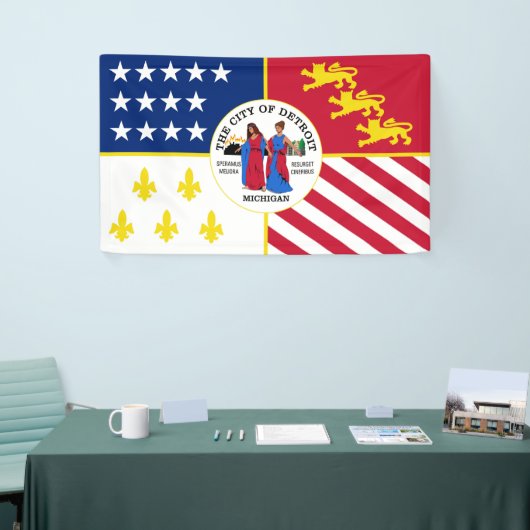 Detroit city vlag Verenigde Staten symbool Spandoek (Beurs)