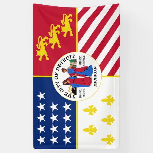 Detroit city vlag Verenigde Staten symbool Spandoek (Verticaal)