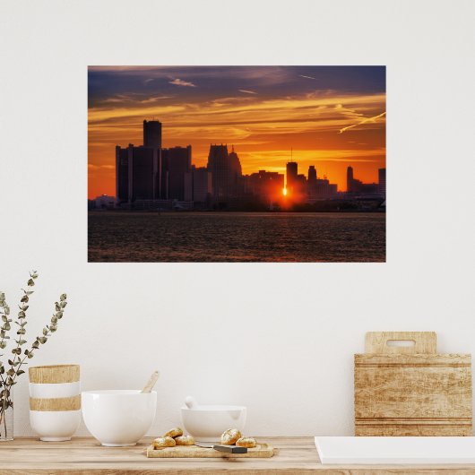 Detroit Cityscape #0527 Poster (Keuken)