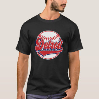 Detroit Cityscape Baseball Player and Fan T-shirt