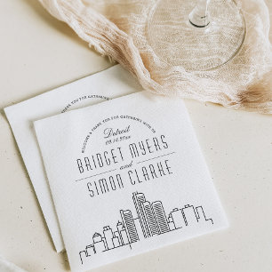 Detroit Deco Skyline   Weddenschap Napkins Servet