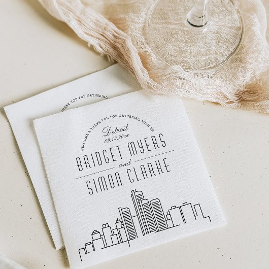 Detroit Deco Skyline | Weddenschap Napkins Servet