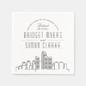 Detroit Deco Skyline | Weddenschap Napkins Servet (Voorkant)