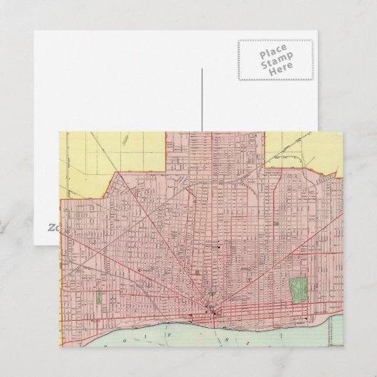 Detroit en omgeving briefkaart (Voorkant / Achterkant)