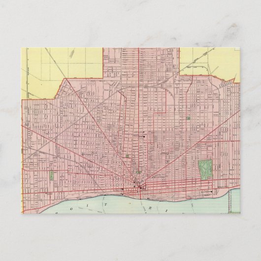 Detroit en omgeving briefkaart (Voorkant)