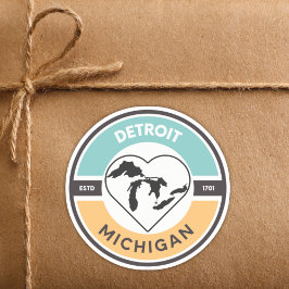 Detroit EST. 1701 Grote Meren Cirkel Sticker