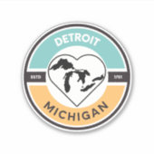 Detroit EST. 1701 Grote Meren Cirkel Sticker (Voorkant)