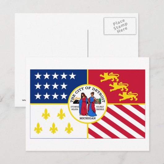 Detroit Flag Briefkaart (Voorkant / Achterkant)