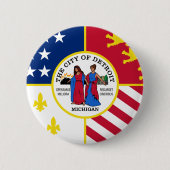 Detroit Flag Ronde Button 5,7 Cm (Voorkant)