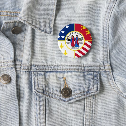 Detroit Flag Ronde Button 5,7 Cm (In situ)