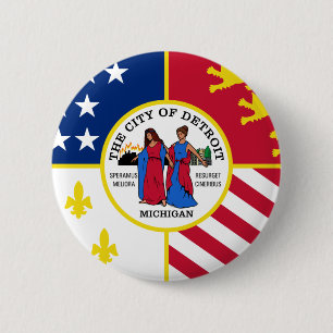 Detroit Flag Ronde Button 5,7 Cm