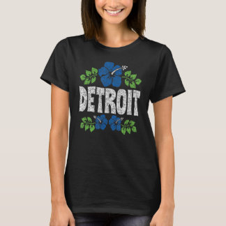 Detroit Flowers Distress Color Print T-shirt