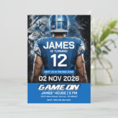 Detroit Football Birthday Invitation Kaart (Staand voorkant)