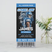 Detroit Football Ticket Birthday Invitation Kaart (Staand voorkant)