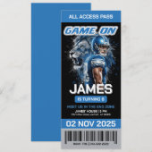 Detroit Football Ticket Birthday Invitation Kaart (Voorkant / Achterkant)
