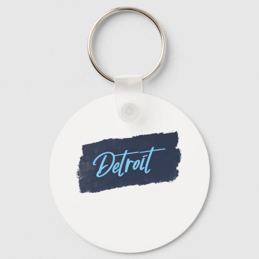 Detroit Handgeschreven Blue Typografie Sleutelhanger (Voorkant)