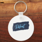 Detroit Handgeschreven Blue Typografie Sleutelhanger (Voorkant)